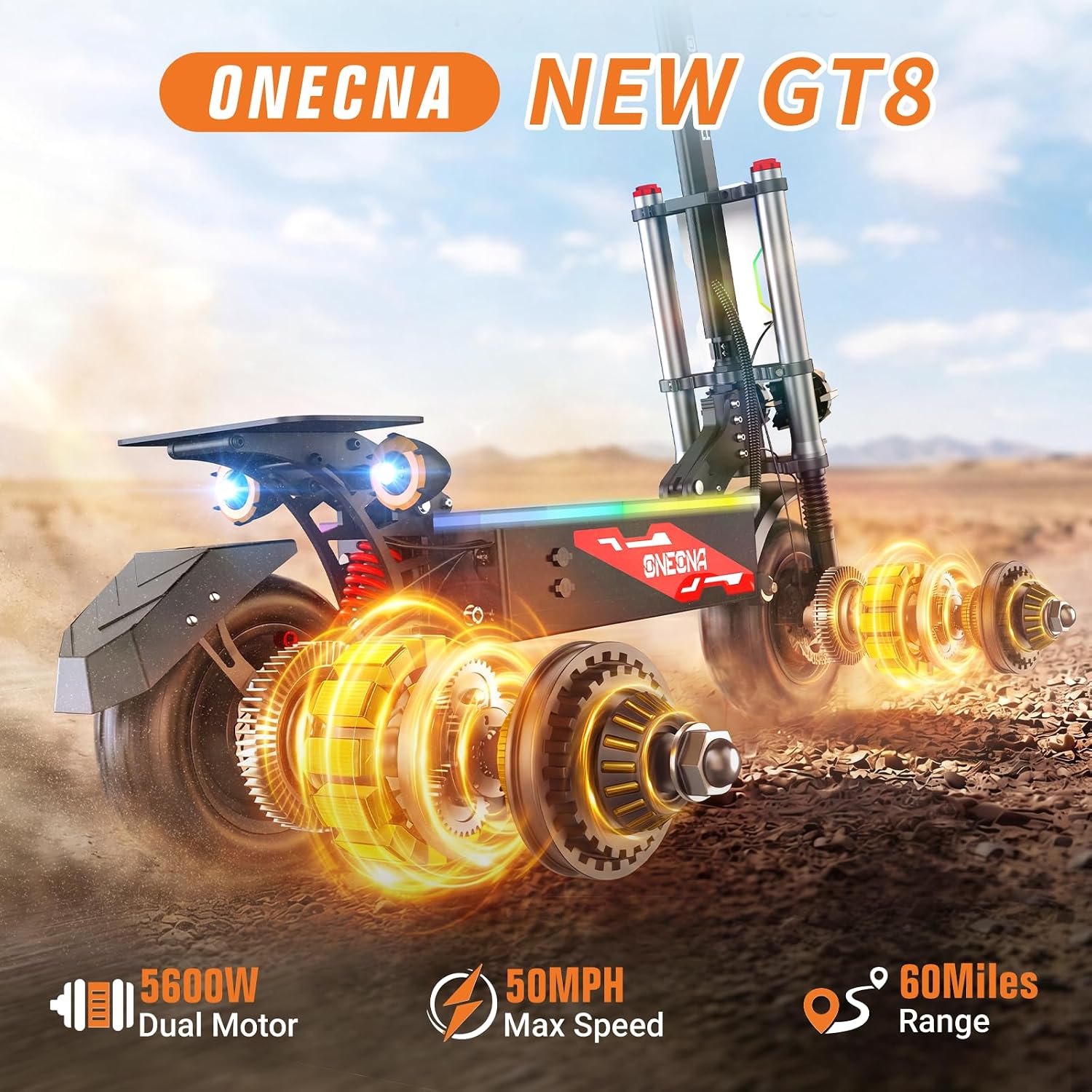 ONECNA NEW GT8PRO – электричес – обзор и цена 60V 5600W Dual Motor Electric Scooter